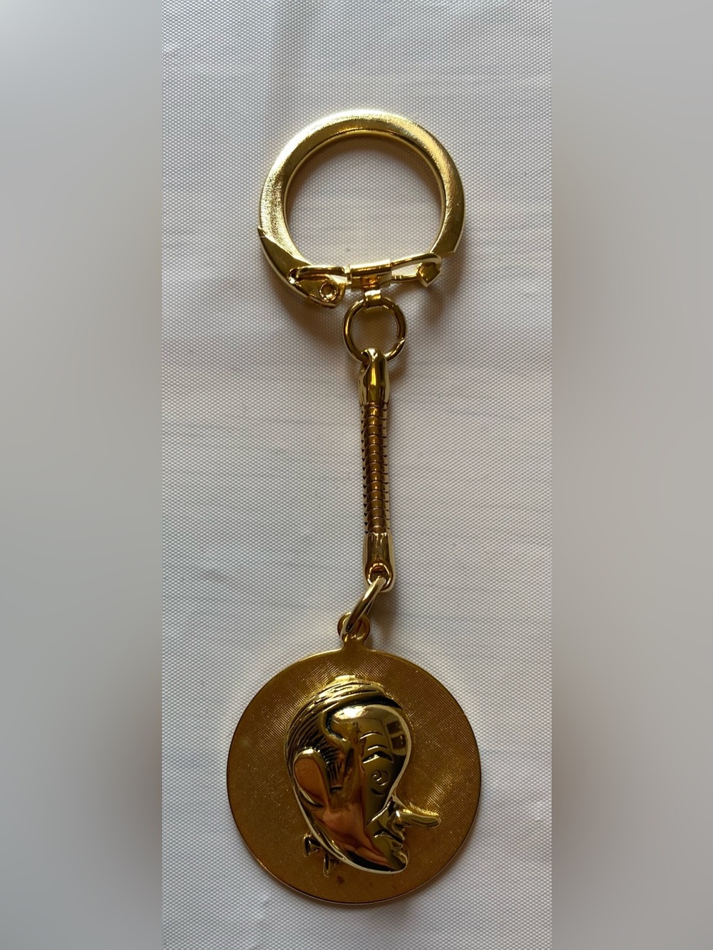 Bob Hope Vintage Caricature Keychain Gold Tone Metal Collectible Original Box